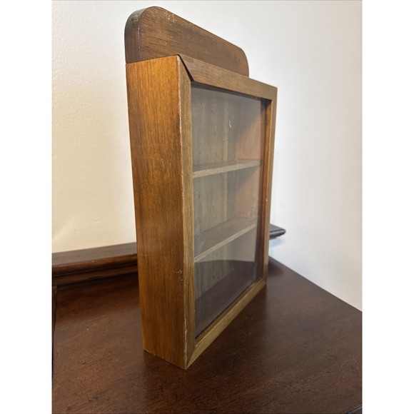 14.5"x9"x2.5" - 3 Tier Shelf Wall Hangin Wood Shadow Box VNTG Slide Panel Front - Picture 5 of 16